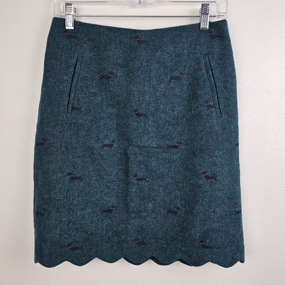 Talbots Dachshund Green Wool Blend Pencil Skirt - Picture 2 of 9